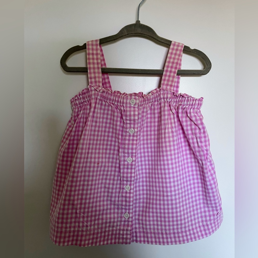 BABY GAP 3 pink gingham tank with ruffle